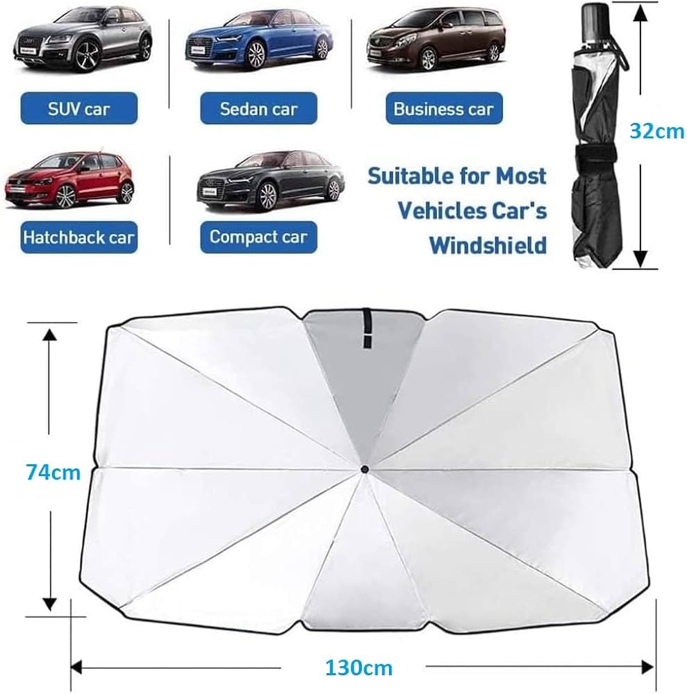 Universal Car Windshield Sun Shade Umbrella | Foldable UV & Heat Blocker