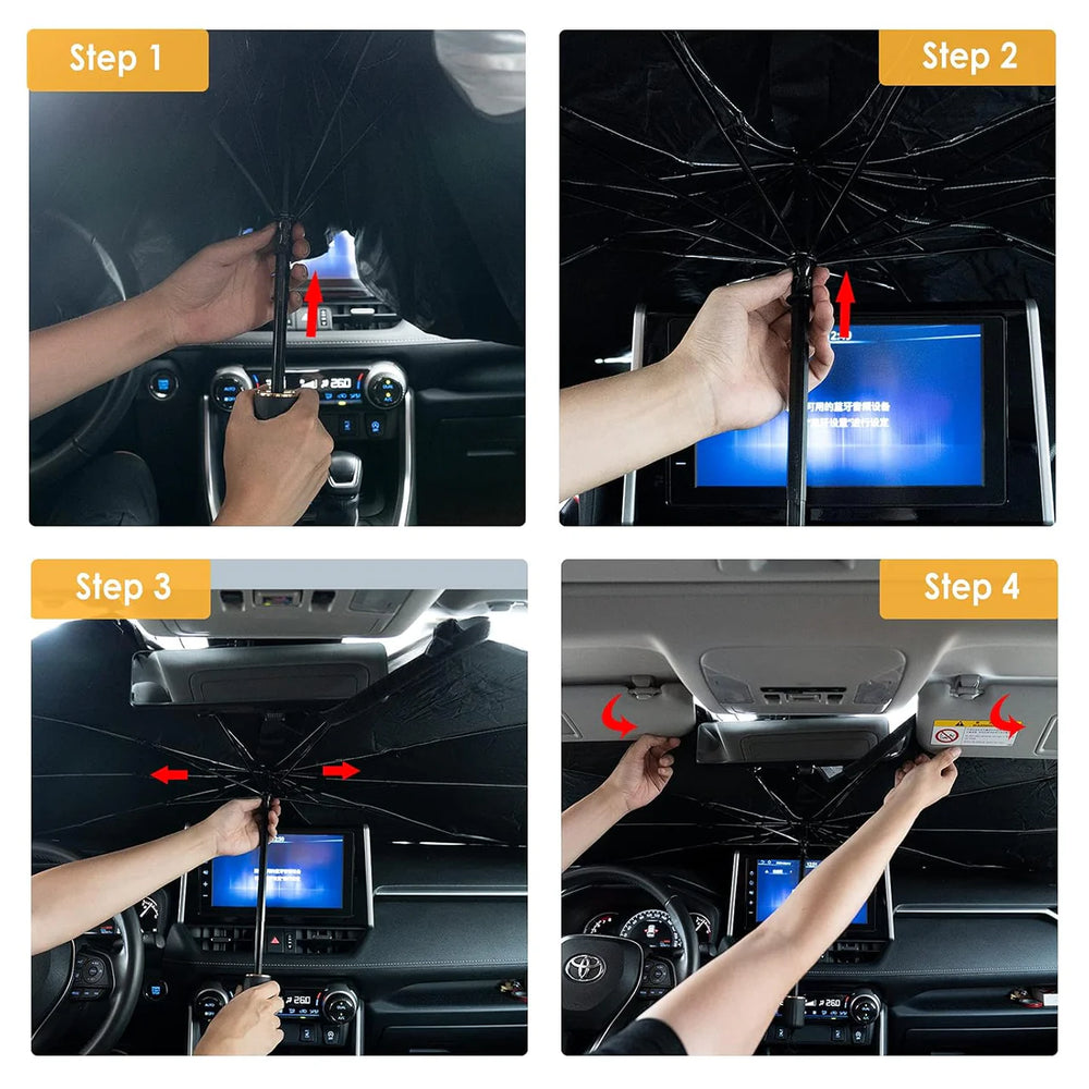 Universal Car Windshield Sun Shade Umbrella | Foldable UV & Heat Blocker